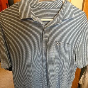 Vineyard Vines light blue stripped polo
